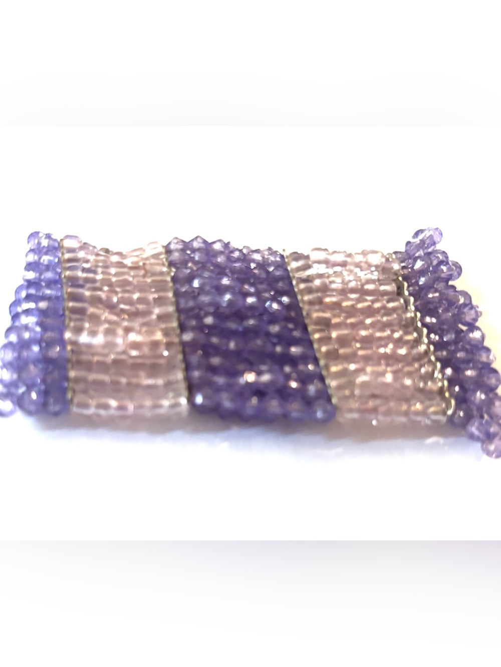 Handcrafted Pink and Purple Seed Bead Bracelet stretchy one size